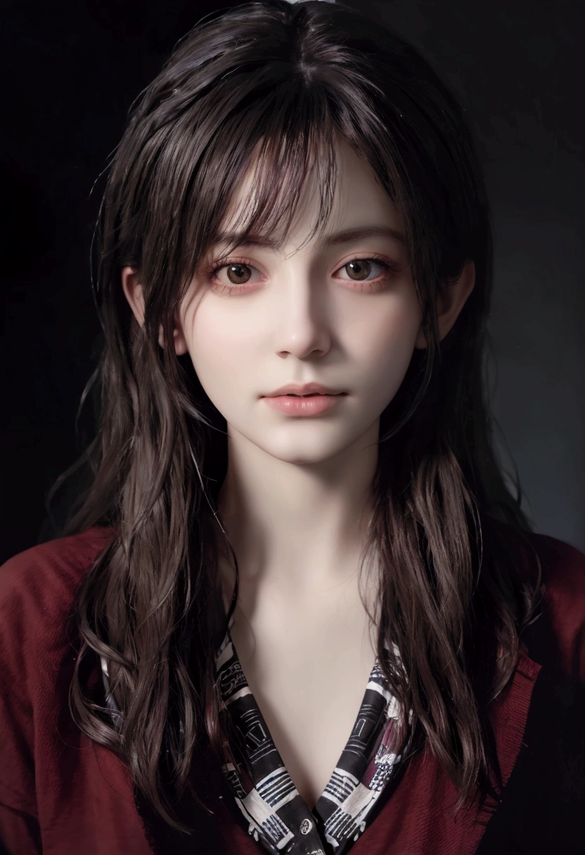 (front focus), (in the dark:1.6), Hyperrealist portrait of female by david hockney and alphonse mucha, fantasy art, photo realistic, dynamic lighting, artstation, poster, volumetric lighting, very detailed faces, 4 k, award winning, 1girl, in the dark, deep shadow, low key, cowboy shot, (official clothing:1.4), long hair, white hair