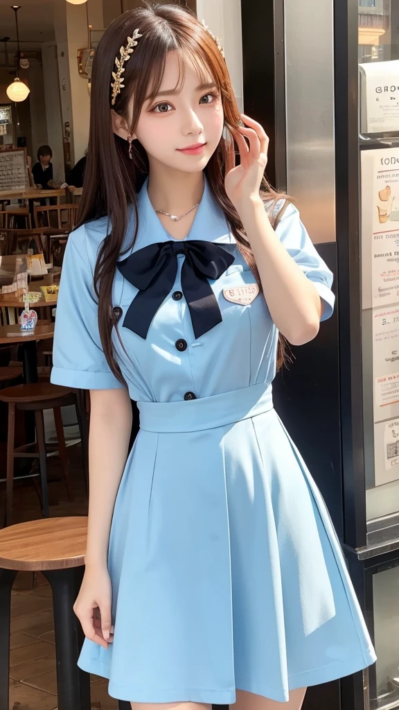 Part-time girl working at a cafe God of Love Cafe uniform front Heart Crystal