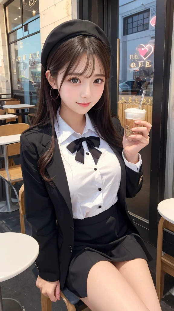 Part-time girl working at a cafe God of Love Cafe uniform front Heart Crystal