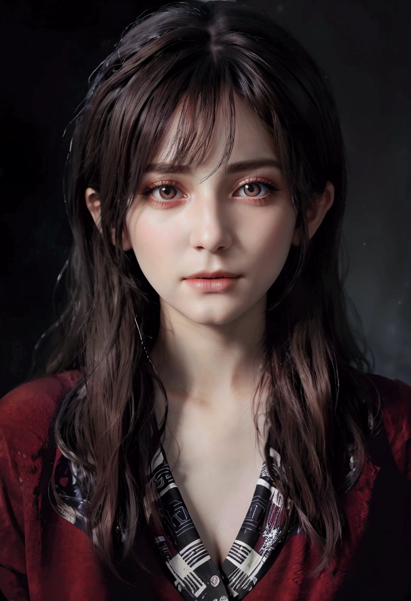 (front focus), (in the dark:1.6), Hyperrealist portrait of female by david hockney and alphonse mucha, fantasy art, photo realistic, dynamic lighting, artstation, poster, volumetric lighting, very detailed faces, 4 k, award winning, 1girl, in the dark, deep shadow, low key, cowboy shot, (official clothing:1.4), long hair, white hair