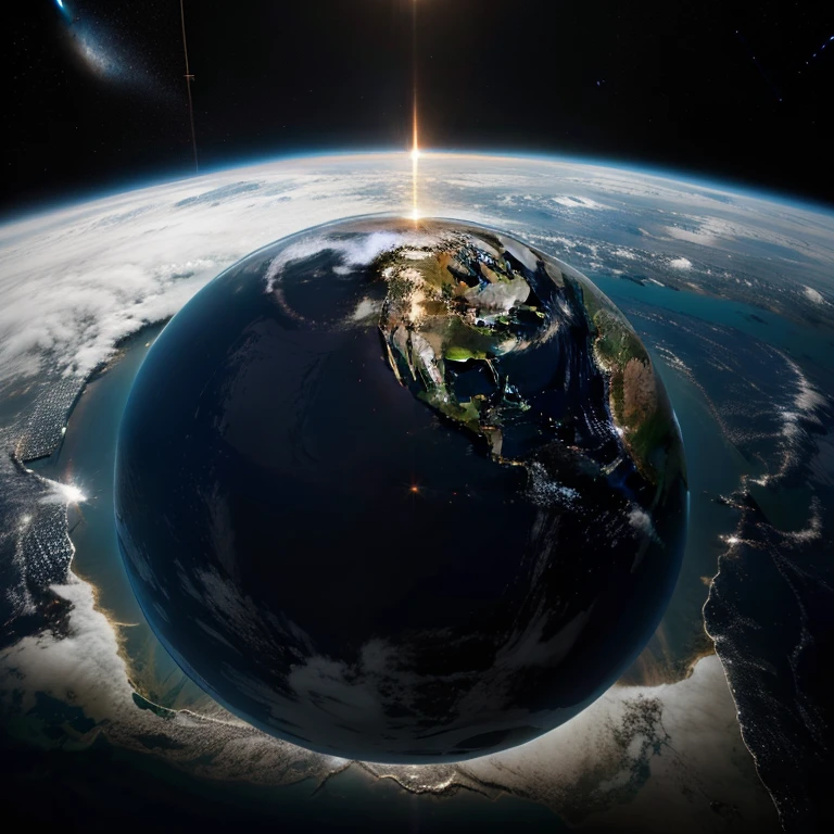 create an earth from space, like a written logo: ENDLESS WORLD
