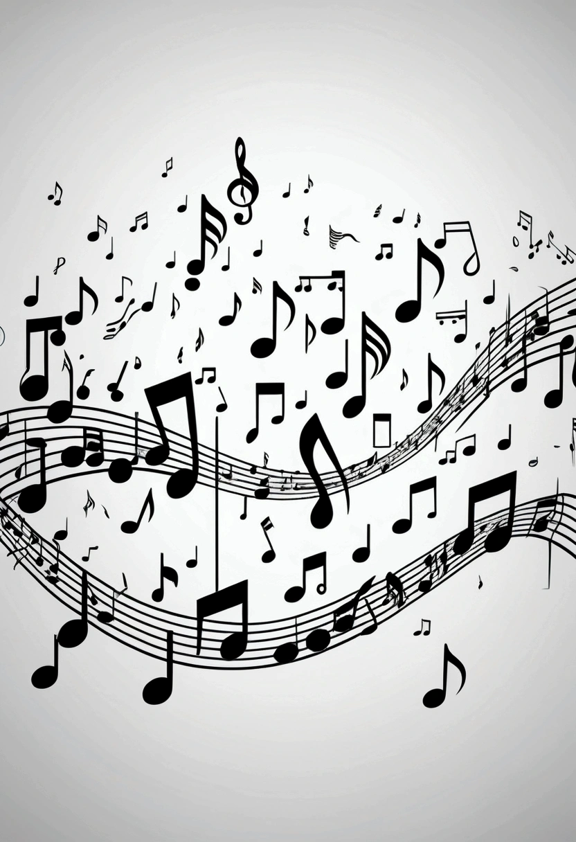 a black and white abstract illustration of various sized bouncing musical notes,elegant minimal design,dynamic movement,high contrast,monochrome palette,clean composition,simple geometric shapes,(best quality,8k,highres,masterpiece:1.2),ultra-detailed,(realistic,photorealistic,photo-realistic:1.37)