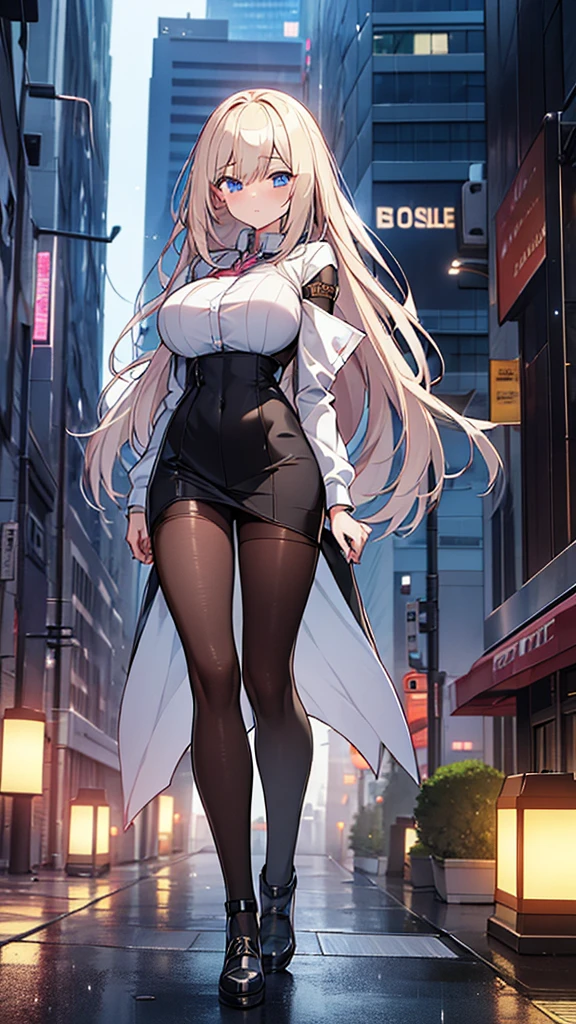 One girl, 18-year-old, Mix 4, (32k, RAW Photos, Highest quality, masterpiece:1.2), (Anime-like, photoAnime-like:1.37), cute, night, rain, Humidity, Professional Lighting, Photon Mapping, Radio City, Physically Based Rendering, Super Resolution, (Big Breasts:1.2), {{A weaponized organism escapes from a laboratory and preys on girls in the city, taking on a human form.}}, The bones of a girl he had preyed on were lying at his feet., NSFW