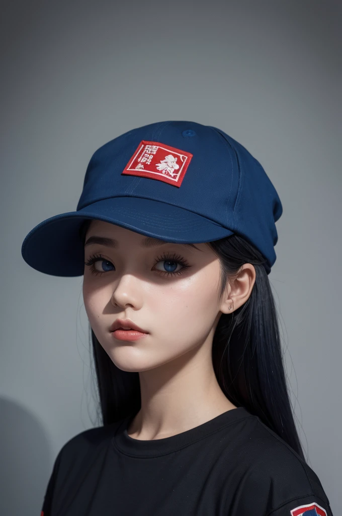 Doll with blue cap facing backwards, black mask red team shirt