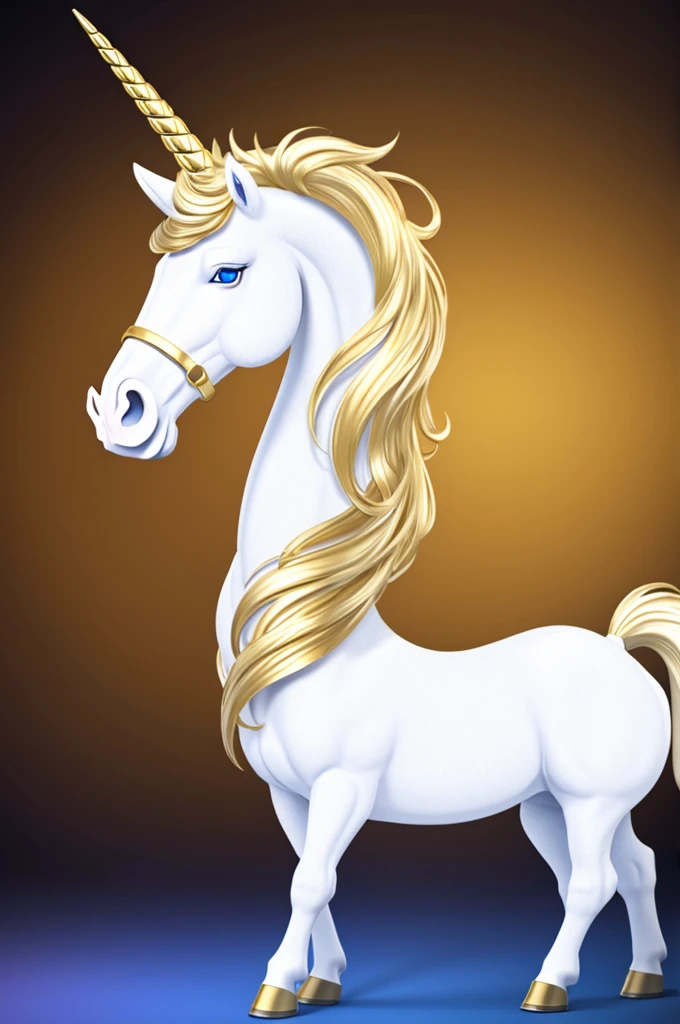 Animated white and gold unicorn 