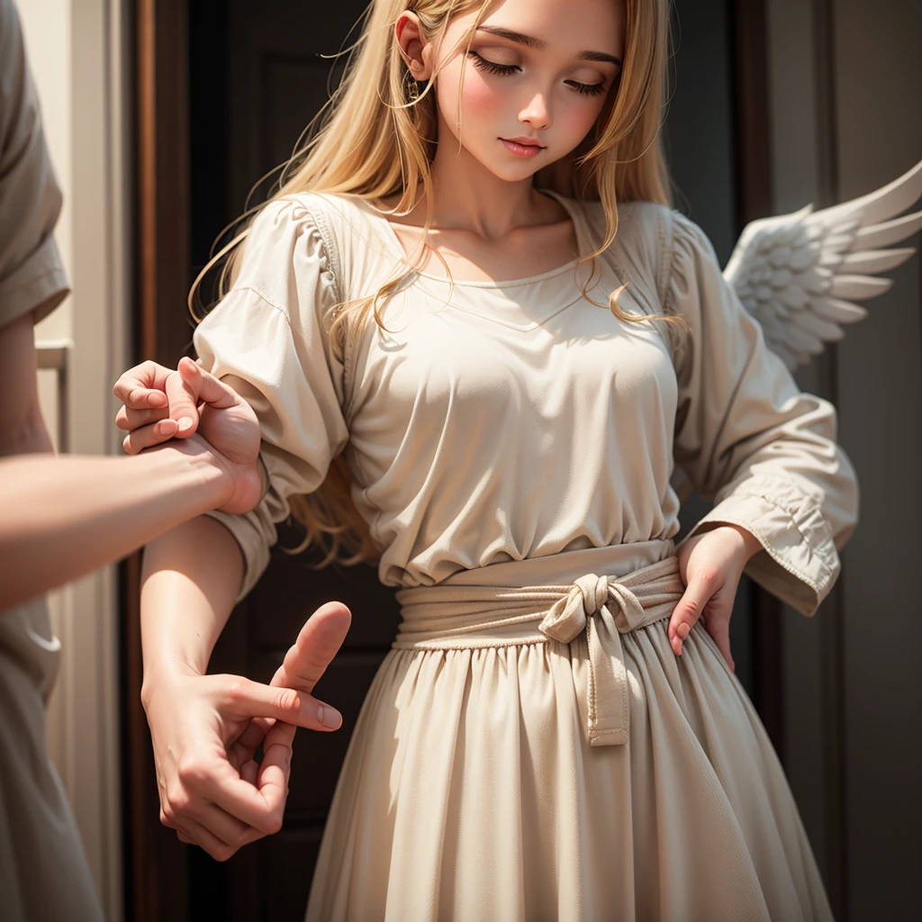 An angel giving someone a hand up