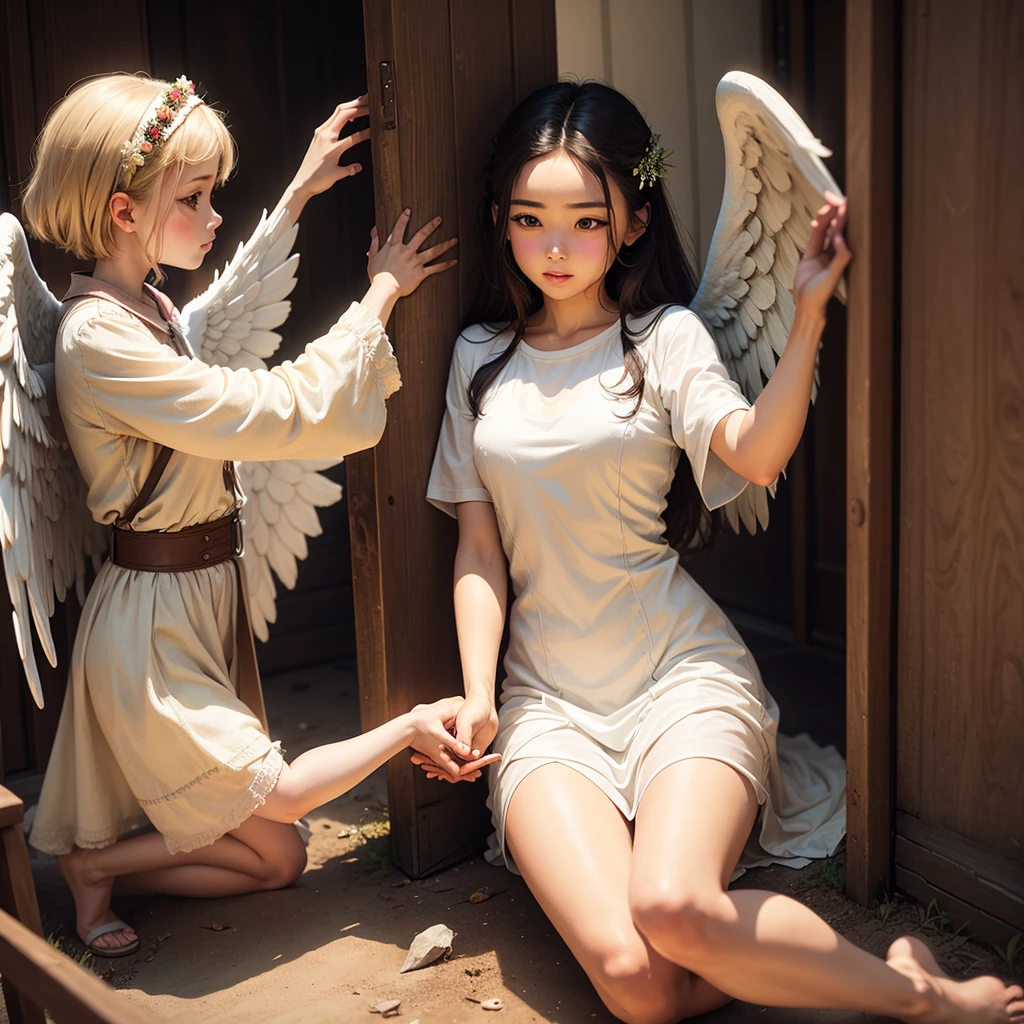 An angel giving someone a hand up