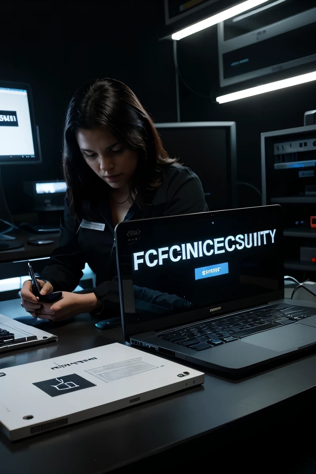 Generate a logo for forensic computer security technicians