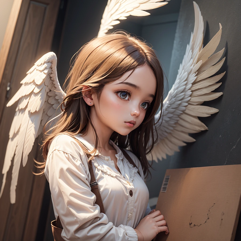 An angel with brown wings 