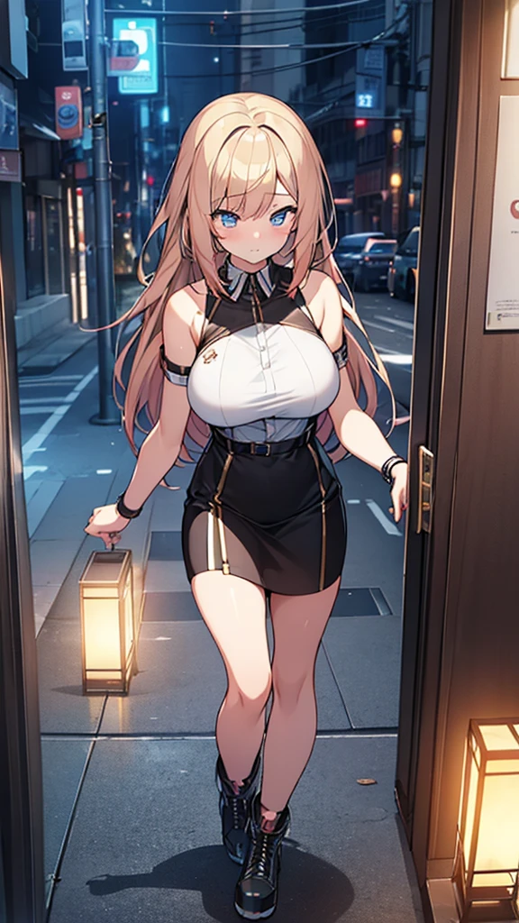 One girl, 18-year-old, Mix 4, (32k, RAW Photos, Highest quality, masterpiece:1.2), (Anime-like, photoAnime-like:1.37), cute, night, rain, Humidity, Professional Lighting, Photon Mapping, Radio City, Physically Based Rendering, Super Resolution, (Big Breasts:1.2), {{A weaponized organism escapes from a laboratory and preys on girls in the city, taking on a human form.}}, The bones of a girl he had preyed on were lying at his feet., NSFW