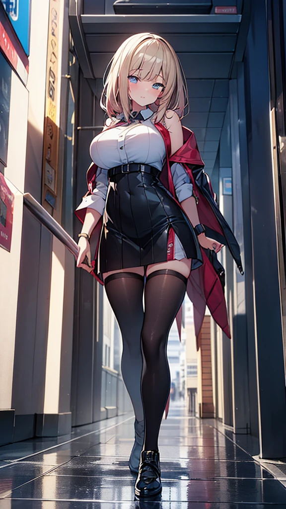One girl, 18-year-old, Mix 4, (32k, RAW Photos, Highest quality, masterpiece:1.2), (Anime-like, photoAnime-like:1.37), cute, night, rain, Humidity, Professional Lighting, Photon Mapping, Radio City, Physically Based Rendering, Super Resolution, (Big Breasts:1.2), {{A weaponized organism escapes from a laboratory and preys on girls in the city, taking on a human form.}}, The bones of a girl he had preyed on were lying at his feet., NSFW
