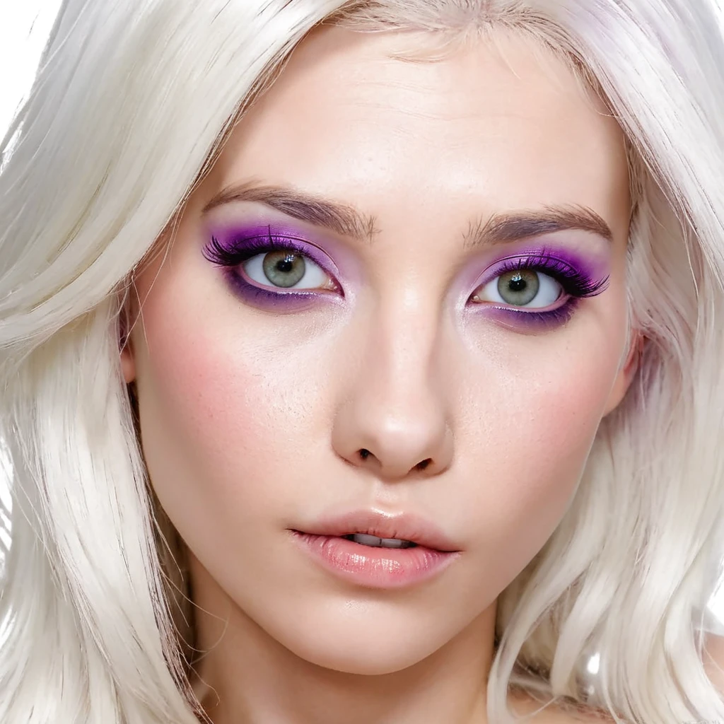 Unicorn Anthropomorphic Female High detail White hair Purple pupils