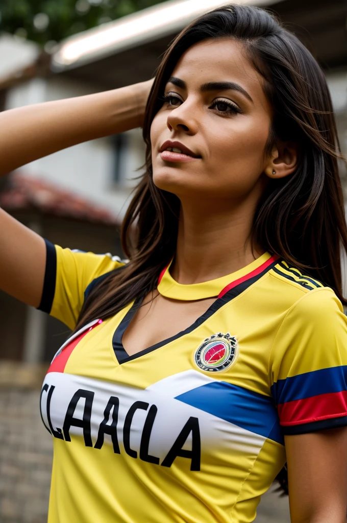 Create image woman and with Colombia shirt