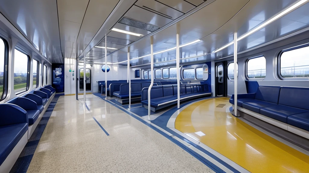 Futuristic train interior、white unity