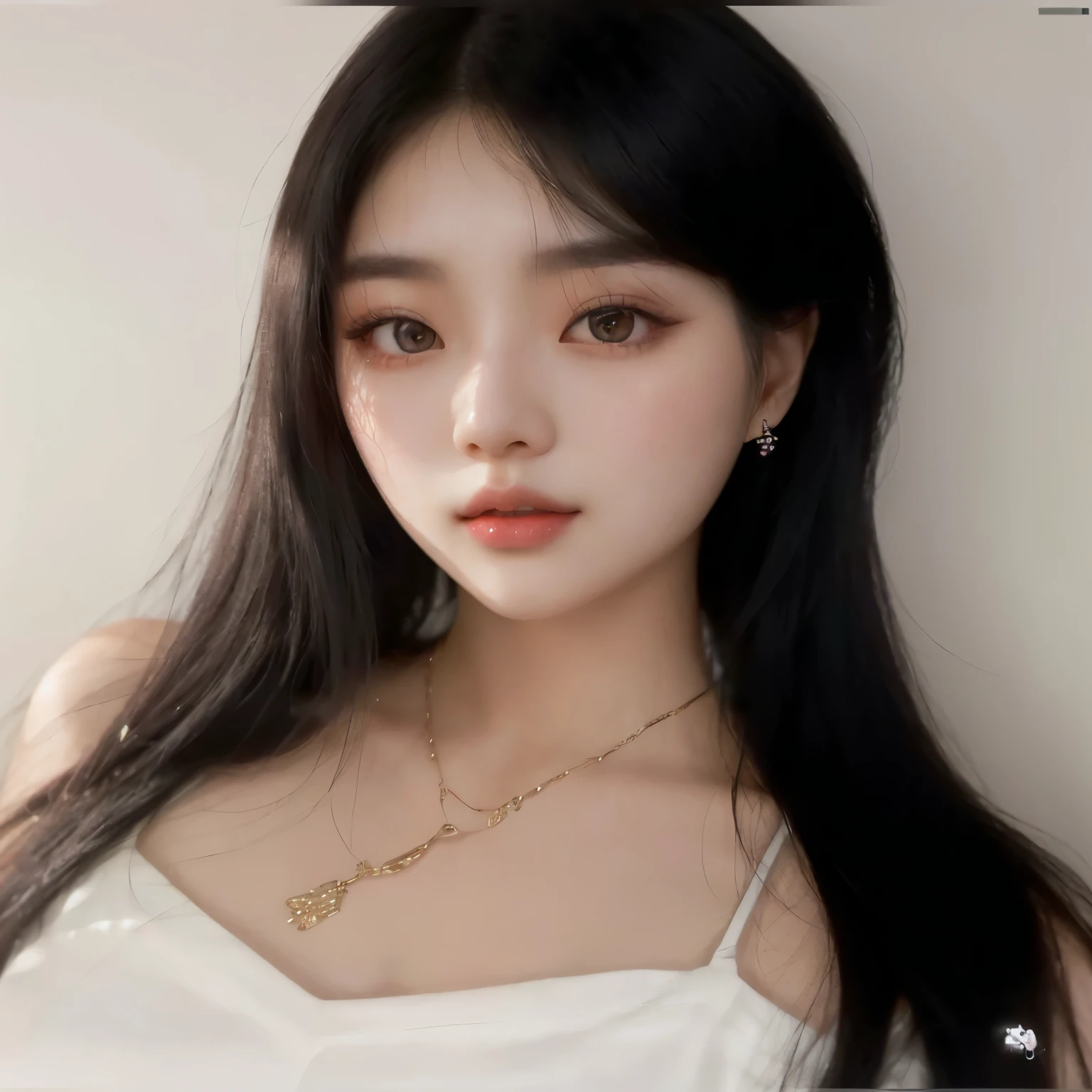 a close up of a woman with long black hair wearing a white top, korean girl, gorgeous young korean woman, beautiful south korean woman, jinyoung shin, wan adorable korean face, jaeyeon nam, ulzzang, xision wu, beautiful young korean woman, 19-year-old girl, heonhwa choe, lalisa manobal
