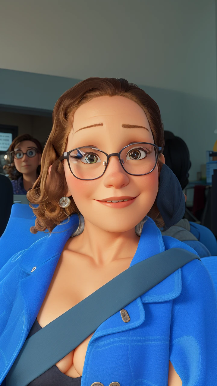 Woman, wear glasses, eyes browns, curly blonde, short-hair, psychologist, clinic ,