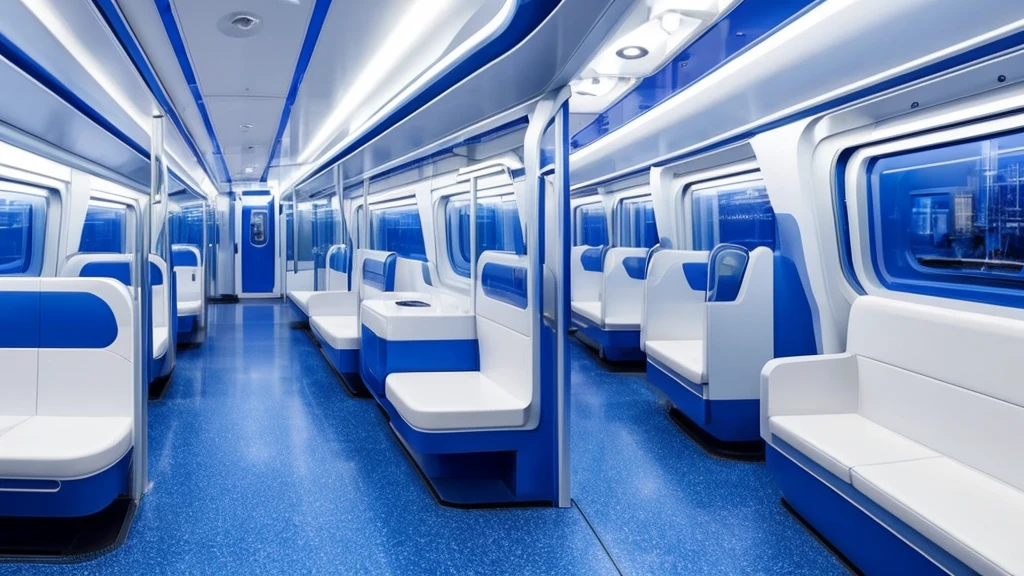 Avoid using blue at all costs、Futuristic train interior、Everything is in white(The walls too)、Long seats only