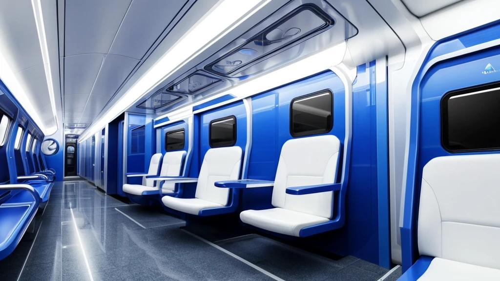 Avoid using blue at all costs、Futuristic train interior、Everything is in white（The walls too）、Long seats only