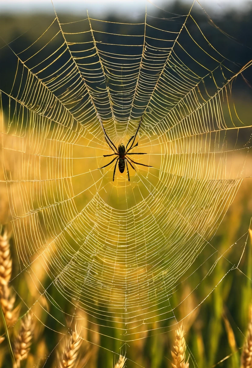 golden spider, with its perfect and symmetrical web, with golden wheat