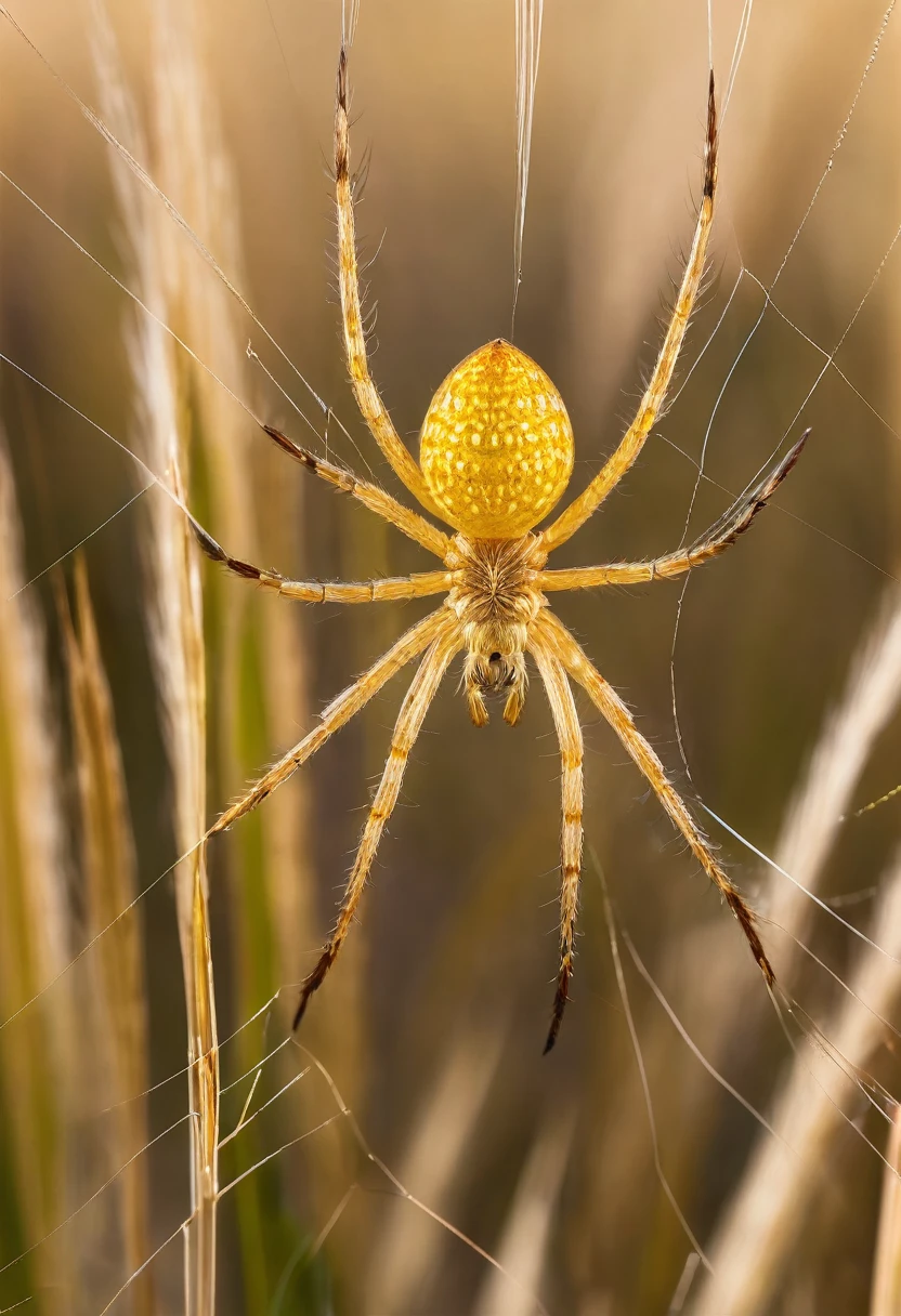 golden spider, with its perfect and symmetrical web, with golden wheat