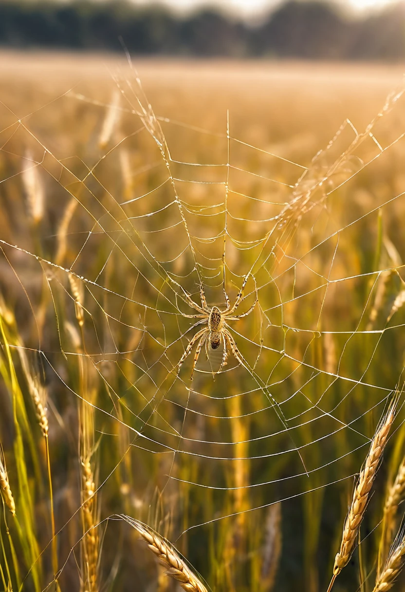 golden spider, with its perfect and symmetrical web, with golden wheat