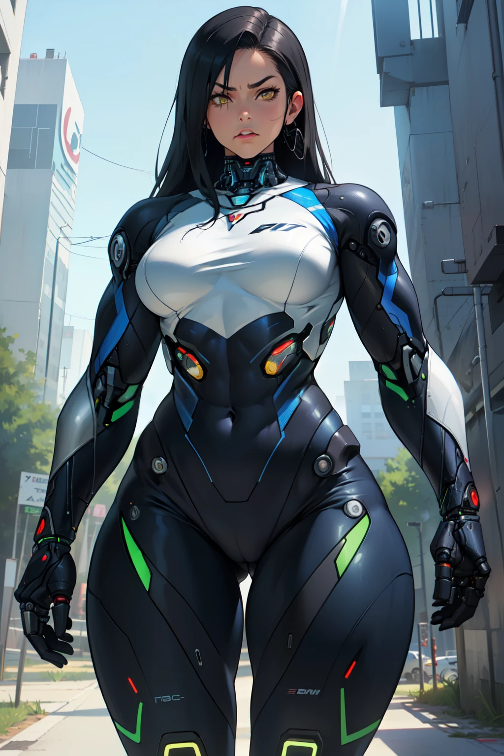 1girl muscular toned body bodybuilder curvy wide hips thick thighs huge  black hair yellow eyes very long hair pale skin angry curvy (((cybernetic suit))) (((cybernetic suit))) (((cybernetic suit))) (((cybernetic suit))) (((cybernetic suit))) (((cybernetic suit))) (((cybernetic suit))) (((cybernetic suit))) thick thick thick thick 