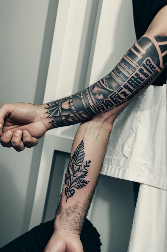 Create a forearm tattoo with the phrase Markus Mijaíl