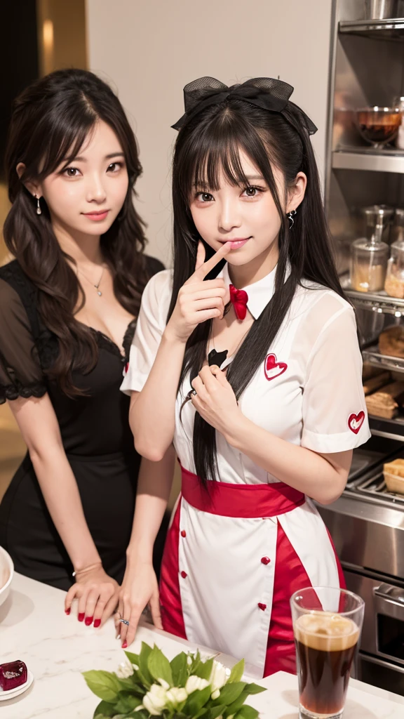 love affair　Cafe staff　Heart Gemstones　looking at the camera