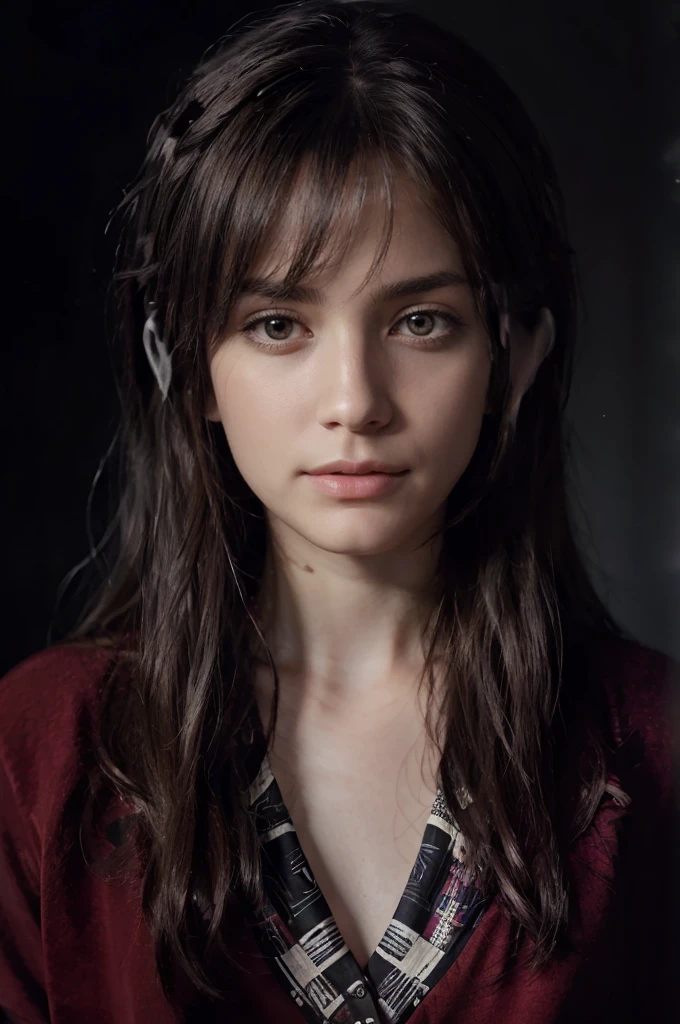 (front focus), (in the dark:1.6), Hyperrealist portrait of female by david hockney and alphonse mucha, fantasy art, photo realistic, dynamic lighting, artstation, poster, volumetric lighting, very detailed faces, 4 k, award winning, 1girl, in the dark, deep shadow, low key, cowboy shot, (official clothing:1.4), long hair, white hair