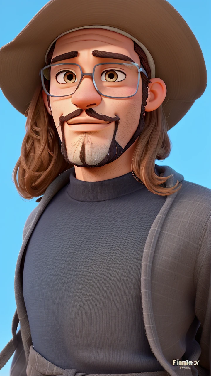 Un couple à la Pixar, High quality, best quality, and a brown-eyed, dark-skinned man with a closed beard, Femme aux yeux noirs et cheveux blonds.