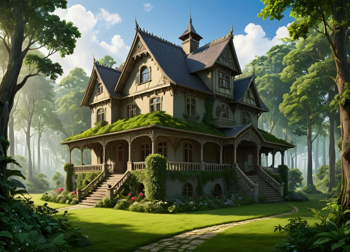 beautiful house in the forest