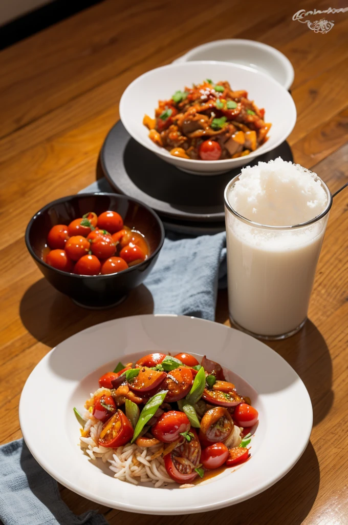 Stir-fried tomatoes on mobile phone