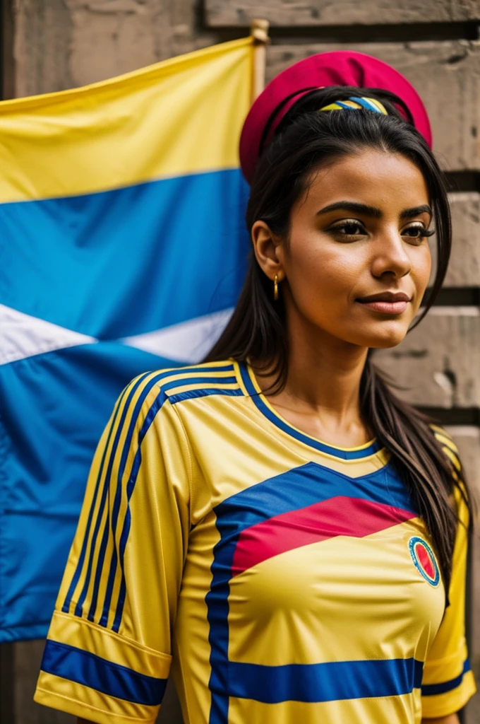 Girl wearing the Colombia national team shirt with the name Luna on the back