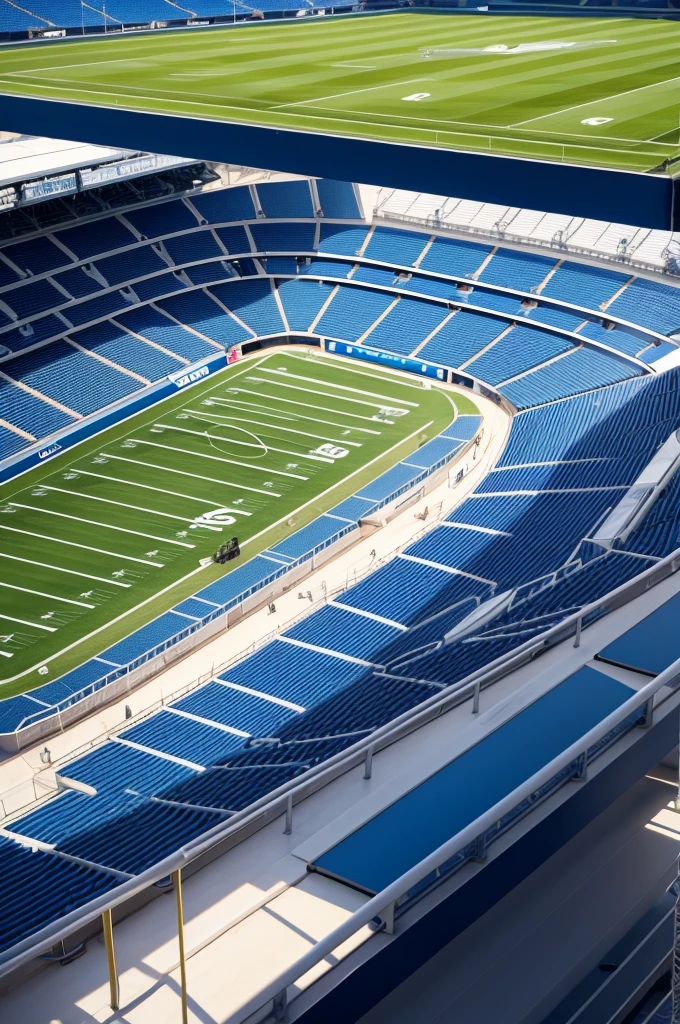A blue football stadium