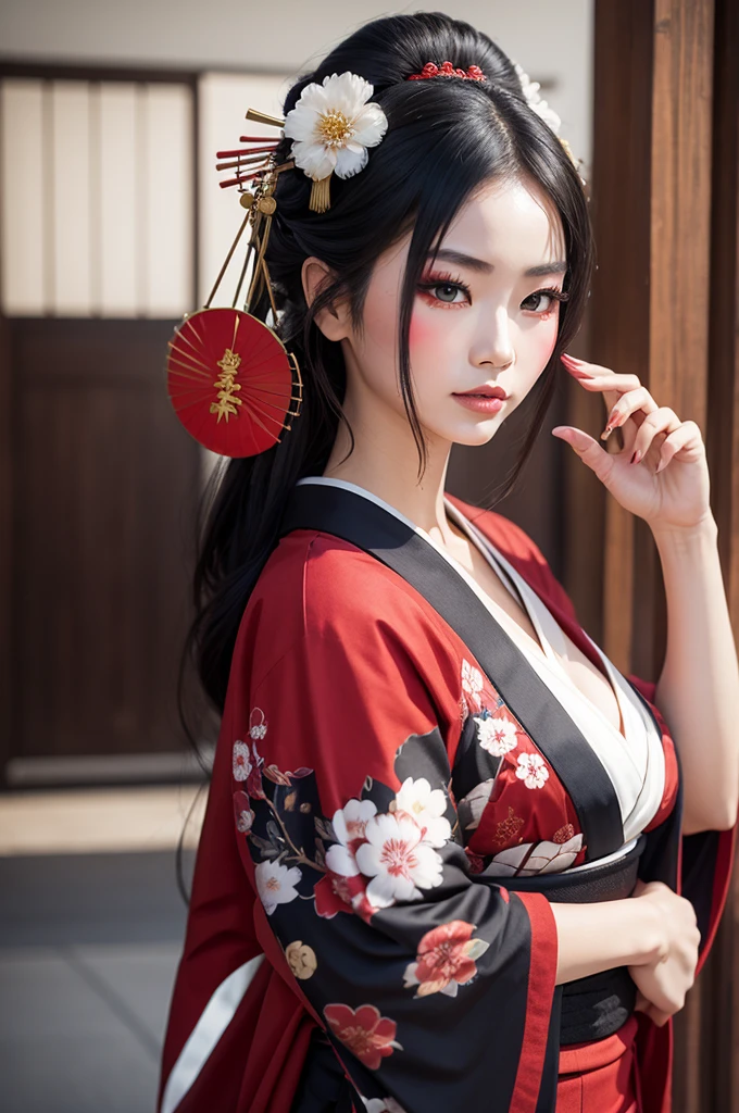 Geisha holding a mask 