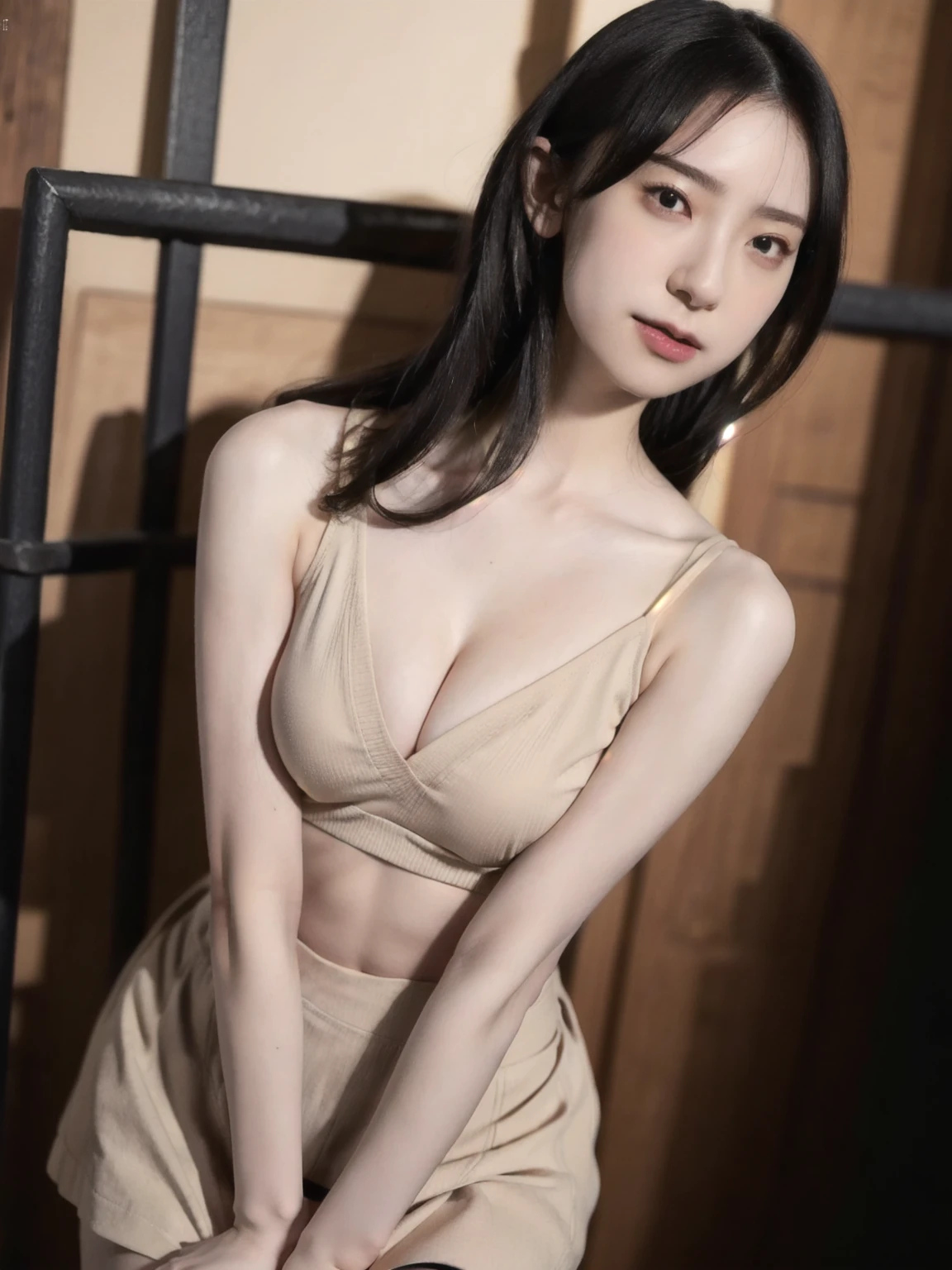 hightquality、masterpiece、ultra res、cute girl face、kitchin、barechested、Naked apron、full bodyesbian、Famous actresses of Japan、very beautiful face, 8K, sharp focus, natural big breast, Nude.