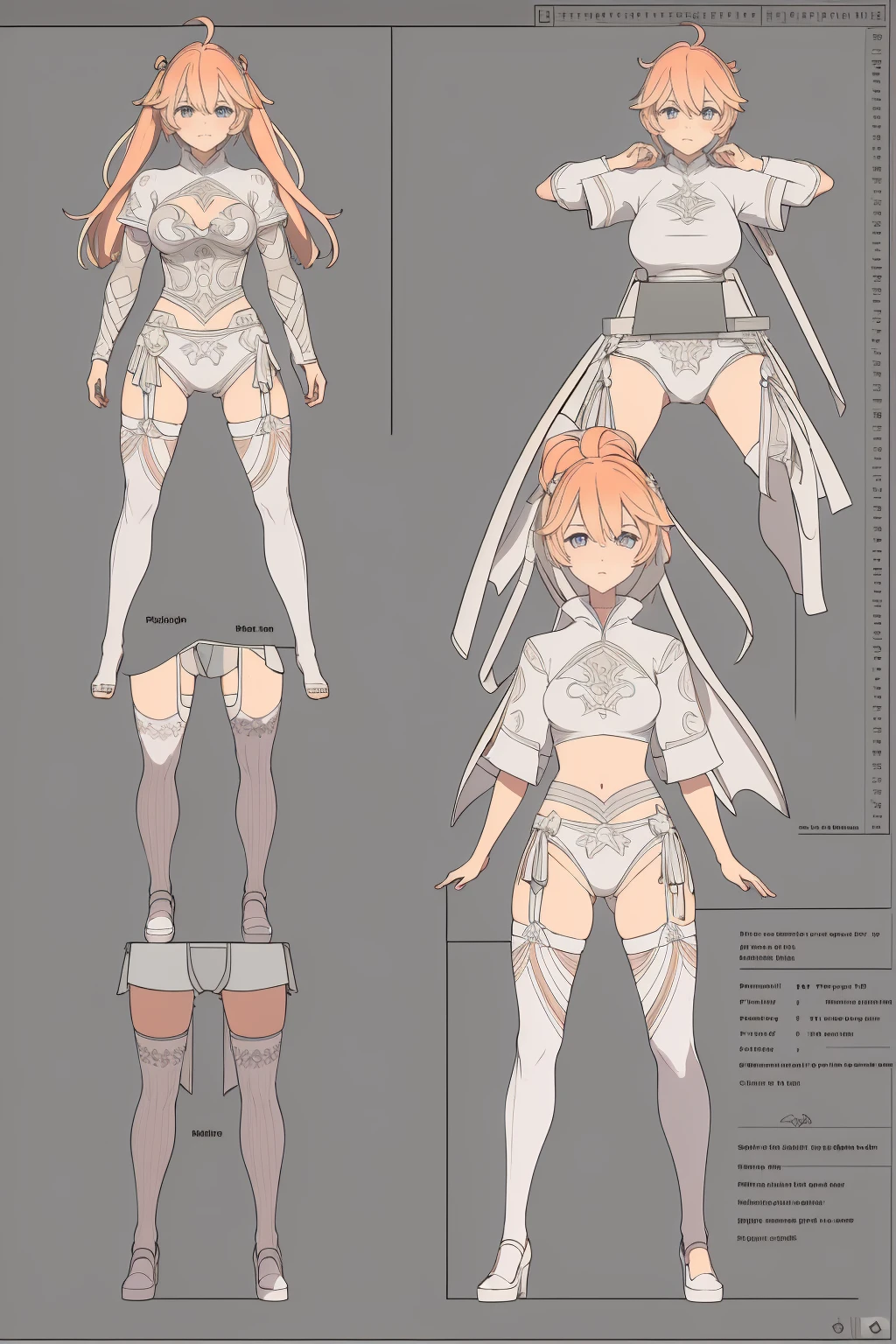 high quality, Detailed, NPC, Character Sheet, vector, White Background, Reference Sheet, Beautiful face、Reference Sheet,Triangular diagram