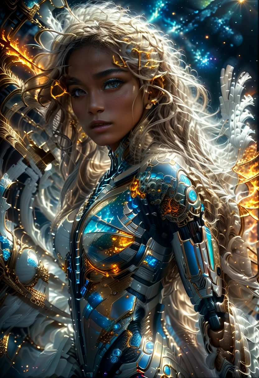 In a celestial dreamland landscape, people dressed luxuous, differents faces, they are all brown skin, (((in 40's))) (((two brown skin men and two brown skin whitehair:1.7 woman))), (((two young brown skin long brown hair prine:1.3))), (((one brown skin whitehair1.5 woman))) and (((one white hair woman1.3))) trying to kill him with powers, dangerous scene, war, battle, luminuous stars, chaos, fire, destrctions, 8K, extremely detailed, high quality, (photorealistic:1.37), Full body, vibrant colors, perfect lighting, soulful expressions, celestial aura, majestic presence, dreamlike atmosphere, 8 k artistic photography, photorealistic concept art, soft natural volumetric cinematic perfect