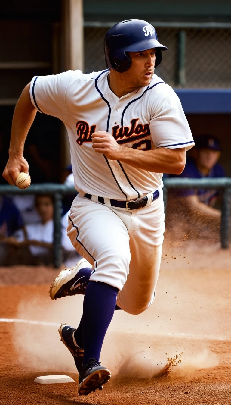 dark horror, game for life, baseball player try to hit impossible ball, (best quality,4k,8k,highres,masterpiece:1.2),ultra-detailed,(realistic,photorealistic,photo-realistic:1.37), cinematic lighting, dramatic shadows, gritty, moody, (haunting,unsettling,ominous:1.2), intense sports action, player swinging bat, ball glowing with eldritch energy, dark storm clouds, decrepit baseball field, crumbling stadium, (crowd cheering,crowd gasping:1.1), dramatic camera angle, Cinematic Hollywood Film