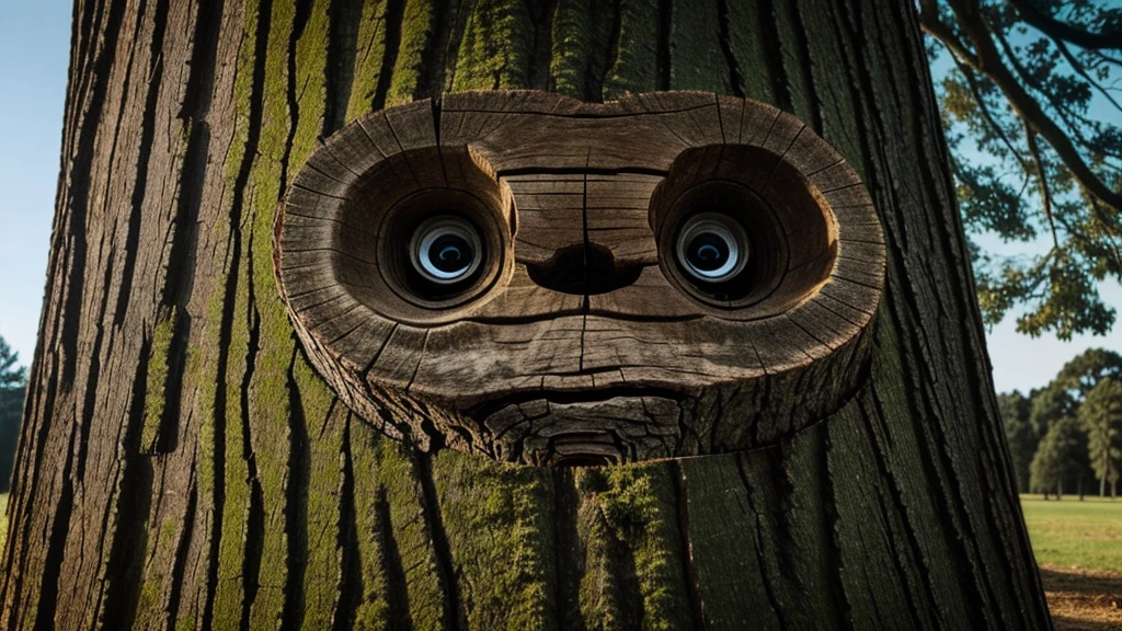 Ultra-realistic tree trunk with very subtle face (pareidolia)