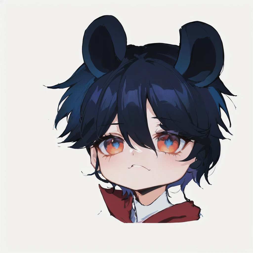 anime boy with black hair and blue eyes sitting on the ground, chibi, 2 d anime style, gapmoe yandere, anime moe artstyle, maplestory mouse, tired haunted expression, chibi art, otaku gangasta, demon slayer rui fanart, anime chibi, akane owari danganronpa, chibi style, in an anime style, weeb, best quality, (masterpiece), Ultra-detailed, (novel illustration:1.2), (korean webtoon style:1.2), (bold line), (highres:1.2), dramatic light, 1girl, observatory, looking at space through long Telescope, space, planets, falling stars, light lines among planets, looking above, beutiful face, cogwheels