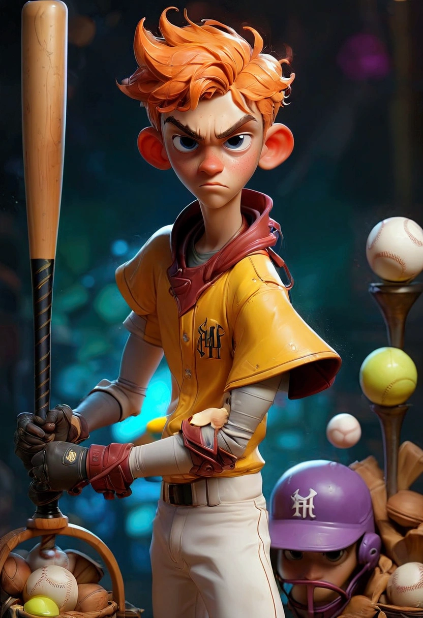 1boy, baseball player, batting stance, (alien dressed as a baseball player, batting) a masterpiece, 8k resolution, dark fantasy concept art, by Greg Rutkowski, dynamic lighting, hyperdetailed, intricately detailed, Splash screen art, trending on Artstation, deep color, Unreal Engine, volumetric lighting, Alphonse Mucha, Jordan Grimmer, purple and yellow complementary colours, masterpiece, best quality, very aesthetic, absurdres