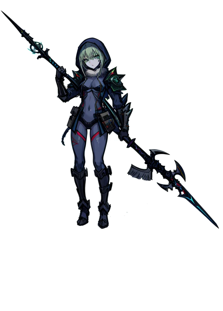 1girl ,blue-green hair,blue-green eyes, arctic warrior, polar, rusty sword, nice clothes, (high resolution, high detail, best quality), calm