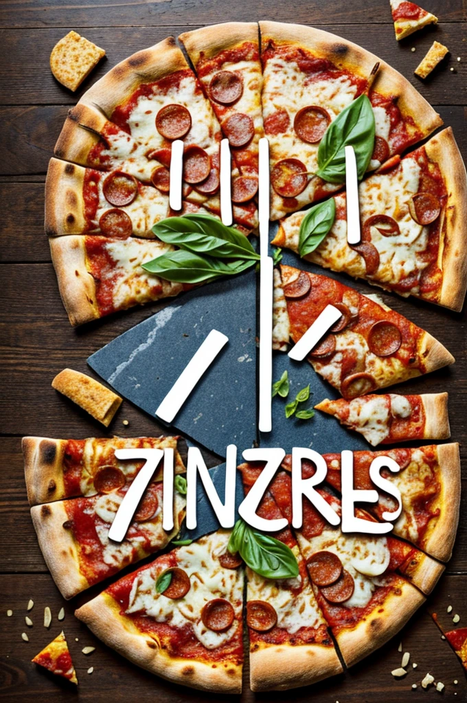 The word UNIVERSAL WITH PIZZA PIECES
