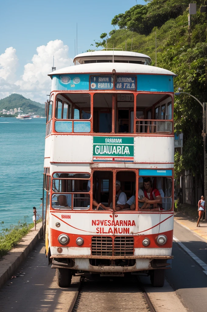 I wanted to make an image of the Guanabara bus being pulled by a boat and a sentence talking about the precariousness of transport in Natal RN

