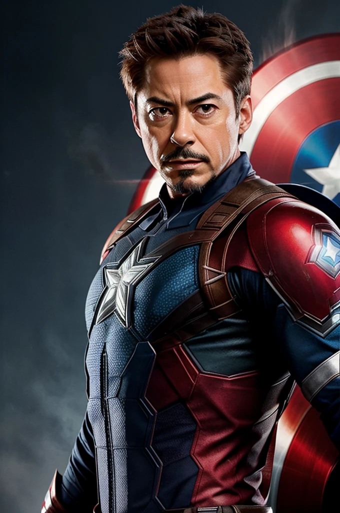 I want image of hero Tony stark like captain america 
