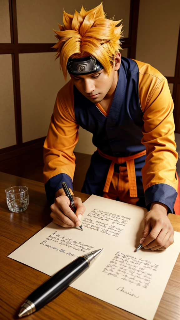 Naruto writting a letter in Hindi