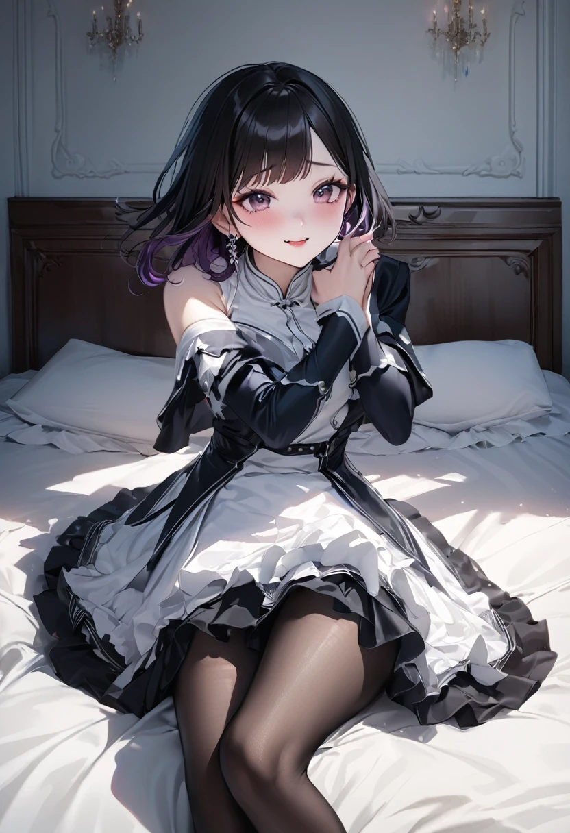 lolita, best quality, very detailed, super detailed, masterpiece, illustration, beautiful detailed eyes, anime, moe, (((illustration))), (((solo))), ((1boy)), Futanari, Otoko no Ko, ((Incubus)), ((dark blue eyes)),(((black hair))),((((very short hair)))),[[white skin]],( ((shiny skin))), ((small bust)), light blush, scarf, fur trim, ((Sweet Lolita)), ball gown, puffed sleeves,(((pink dress))) , (crinoline dress), garter belt, striped stockings, ankle boots, gloves, topless, breastless, lolita dress, gorgeous dress, realistic details,