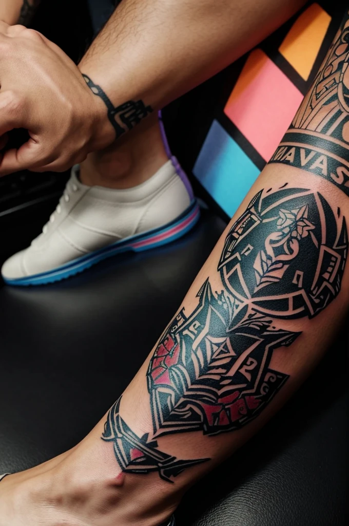 Get a tattoo that says: "EbonEaAe, sxcrw and Álvaro maña" something creative and located on the ankle, and in the middle of those words you can put the video game logo: "rainbow six siege"