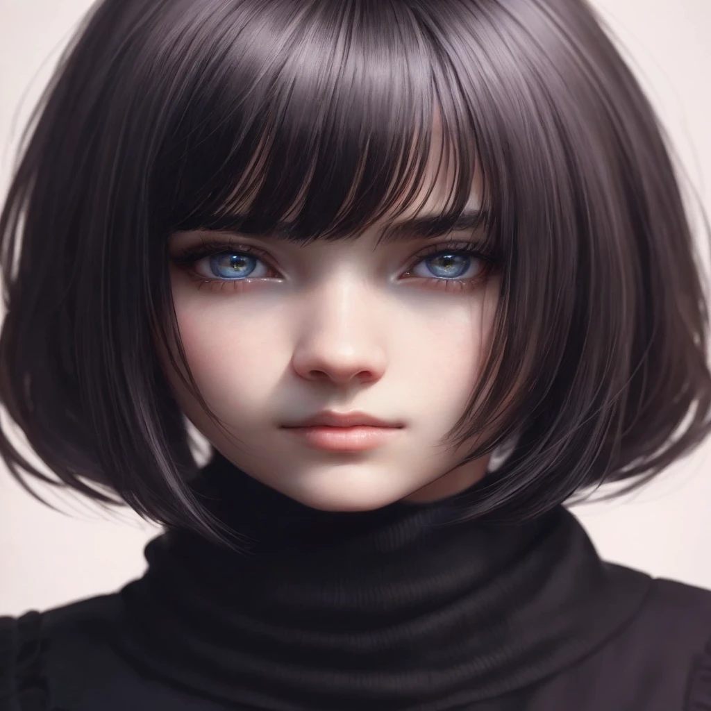 Milenka Mikhailova, (masterpiece), realistic, (portrait of a girl), beautiful face,
sunlight, cinematic light, bangs, beautiful woman, beautiful eyes, short black hair, 
perfect anatomy, very cute, princess eyes, (eyes black), (frame head), centered, stylized, 
bioluminescence, 8k resolution, low-cut white dress with small blue details, human hands, 
full of wonder, elegant, approaching perfection, dynamic, highly detailed, character sheet , 
concept art, soft , looking directly at the viewer positioned so that her body is symmetrical and balanced, 
incredibly beautiful, short black detailed hairstyle with bangs,